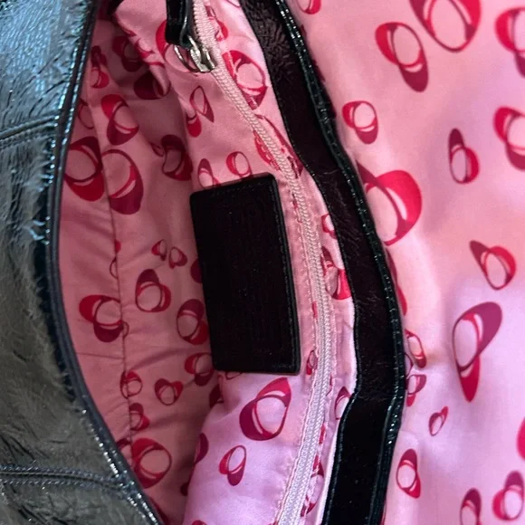 COACH POPPY GLOSSY PATENT LEATHER BAG PURSE 18161 BLACK 2 STRAPS CROSSBODY - Picture 8 of 15